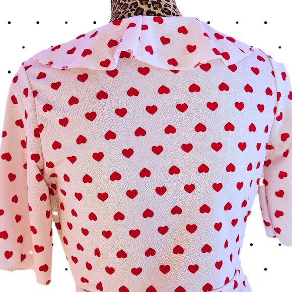 Pretty Little Things Ruffled white dress with red hearts SIZE 6 - Picture 3 of 10